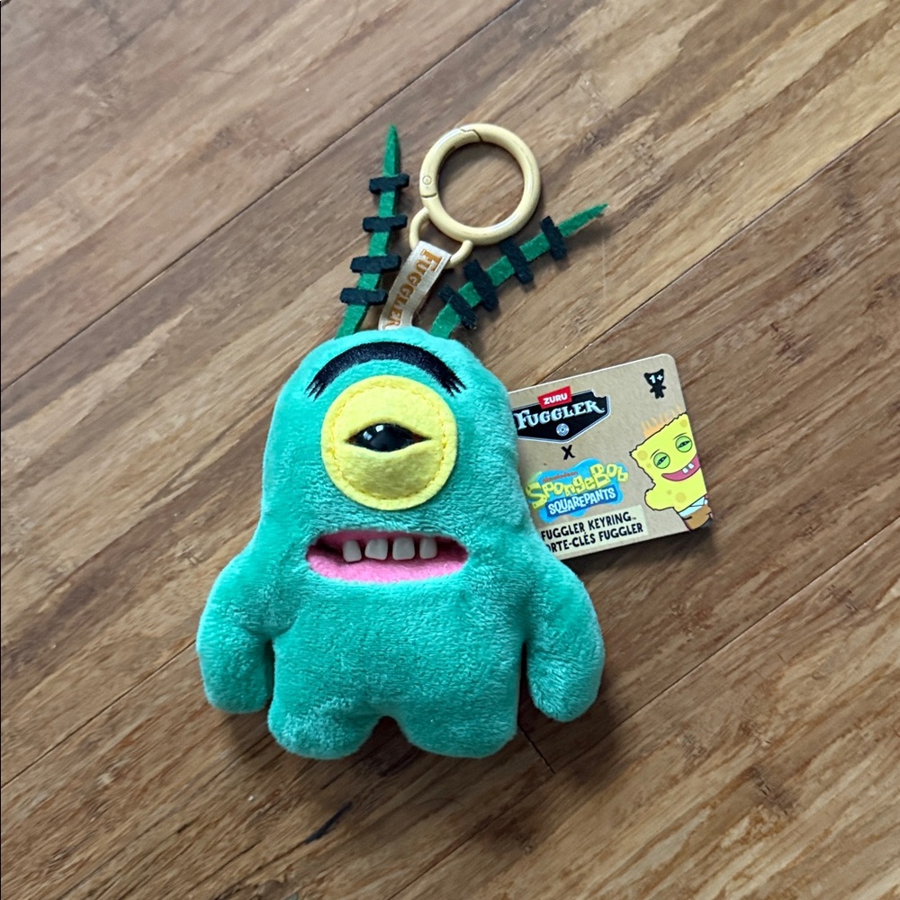 Zuru Fuggler x Spongebob Squarepants Keychain Plush Ring PLANKTON 5 in
